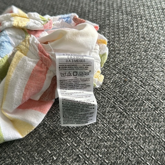 Janie and Jack baby girl striped romper, size 0-3 months, linen blend - Picture 5 of 5